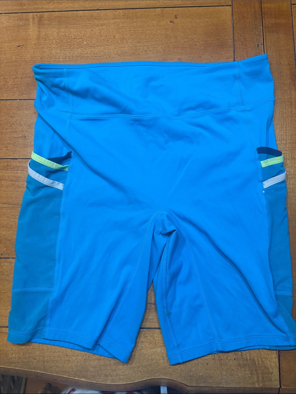 FABLETICS Bright Blue Athletic Bike Shorts with Side Pockets, Large